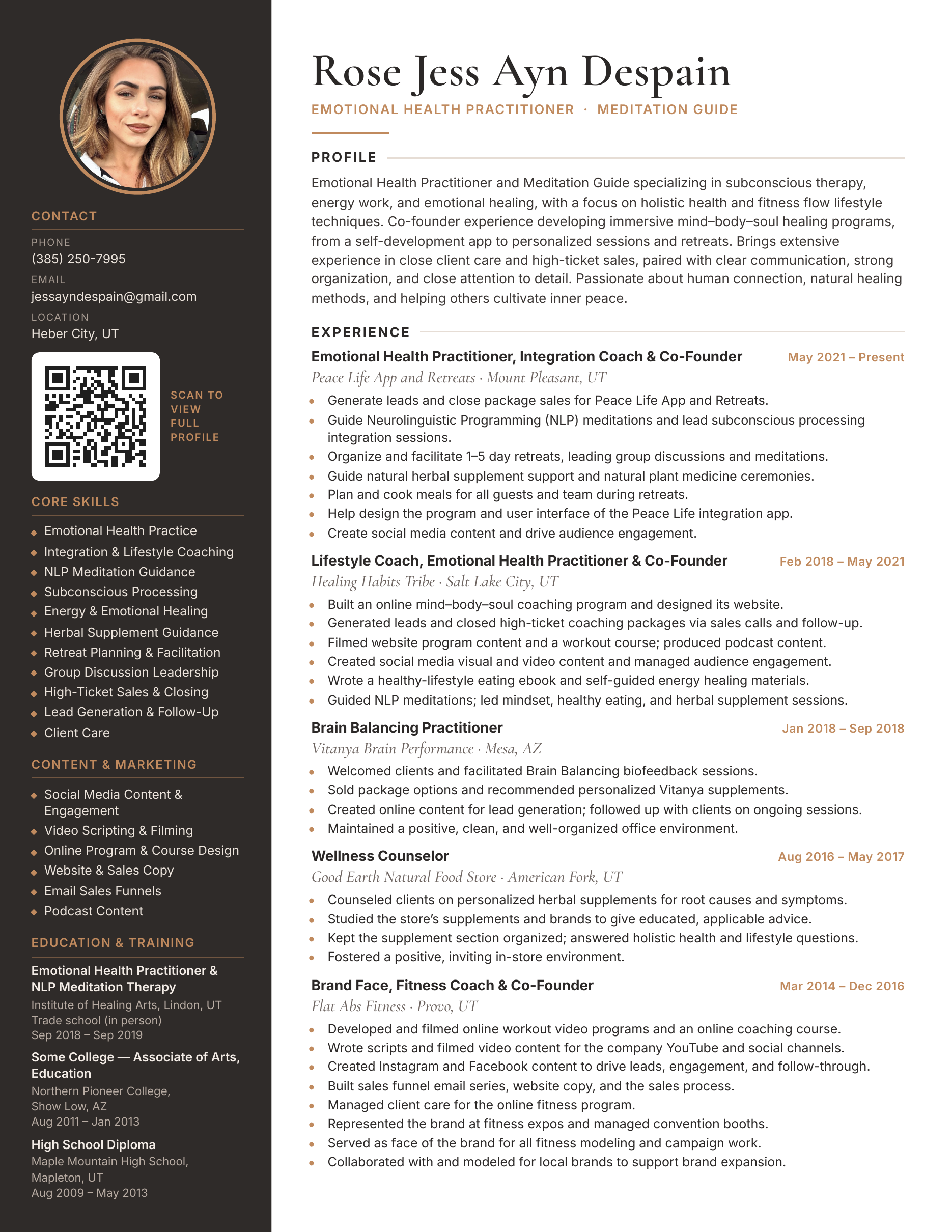 Résumé of Rose Jess Ayn Despain